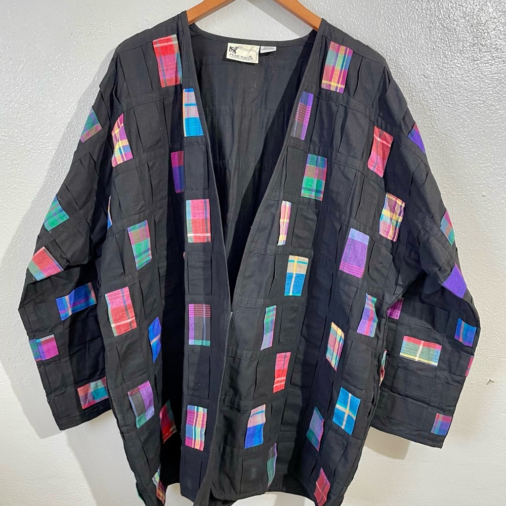 Yak Magik Patchwork Open Front Jacket Duster Boho… - image 1